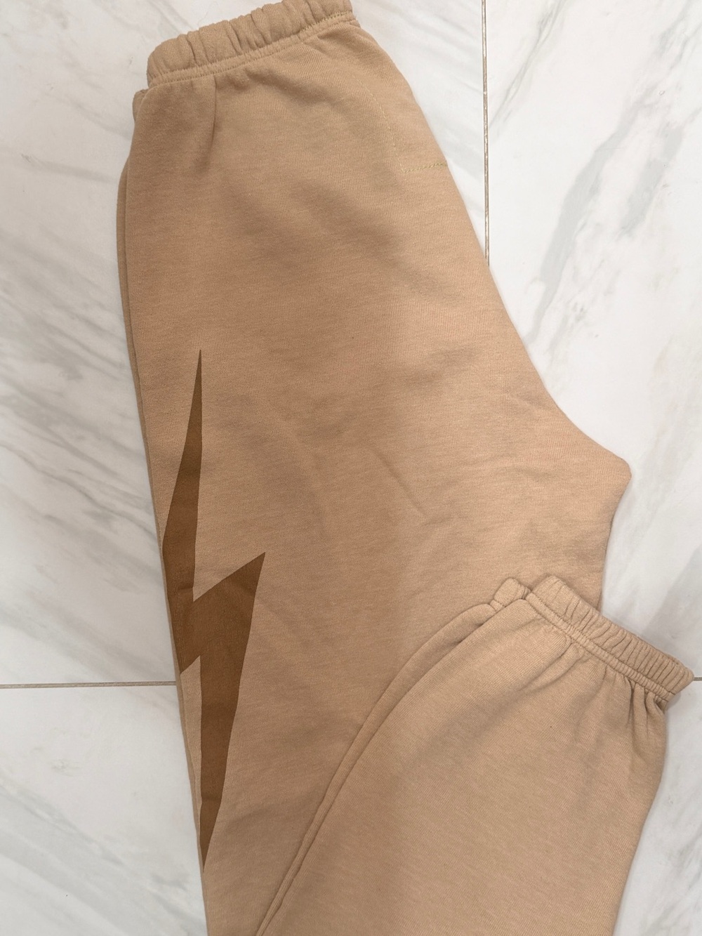 Aviator Nation Beige Lightning Bolt Sweatpants